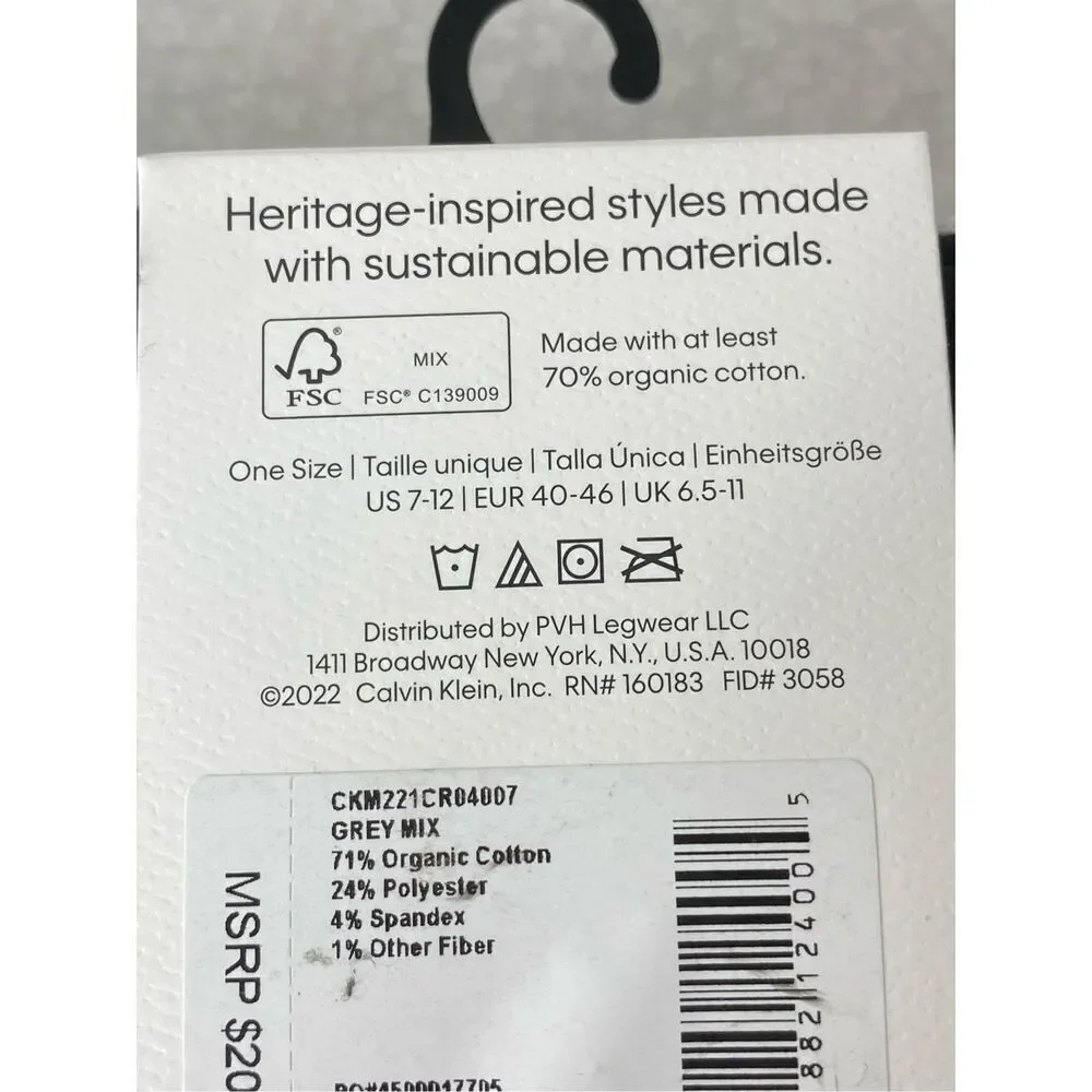 Calvin Klein 3 Men’s 3-Pack Reimagined Heritage Cushioned Crew Socks ONE SIZE